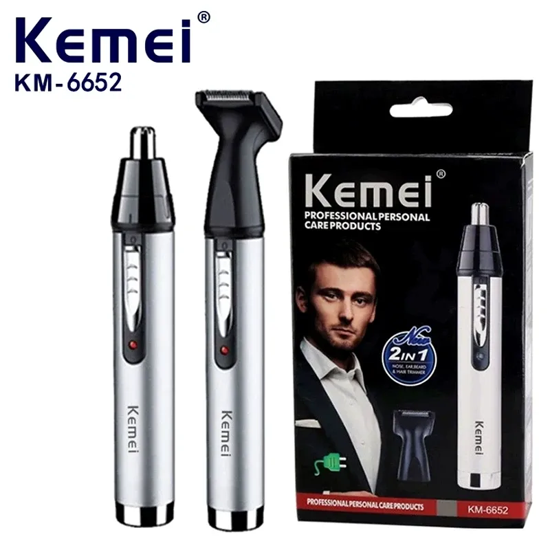 Tondeuse nez et oreilles rechargeable 2 en 1 Kemei, tondeuse à barbe et sourcils pour hommes 8