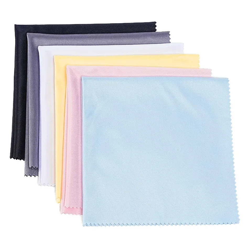 Lot de 5 chiffons de nettoyage en microfibre pour lunettes, grand format 30 x 30 cm, 220 g/m², pour verres, coloris assortis : gris, blanc, noir - Image 1