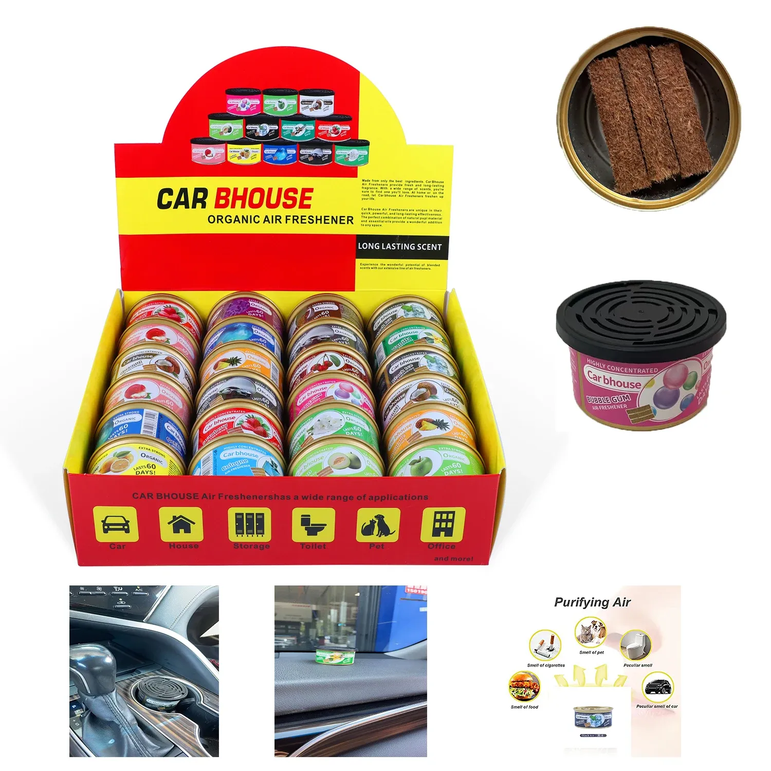 Désodorisant pour voiture parfum citron, longue durée, élimine les odeurs - Image 1