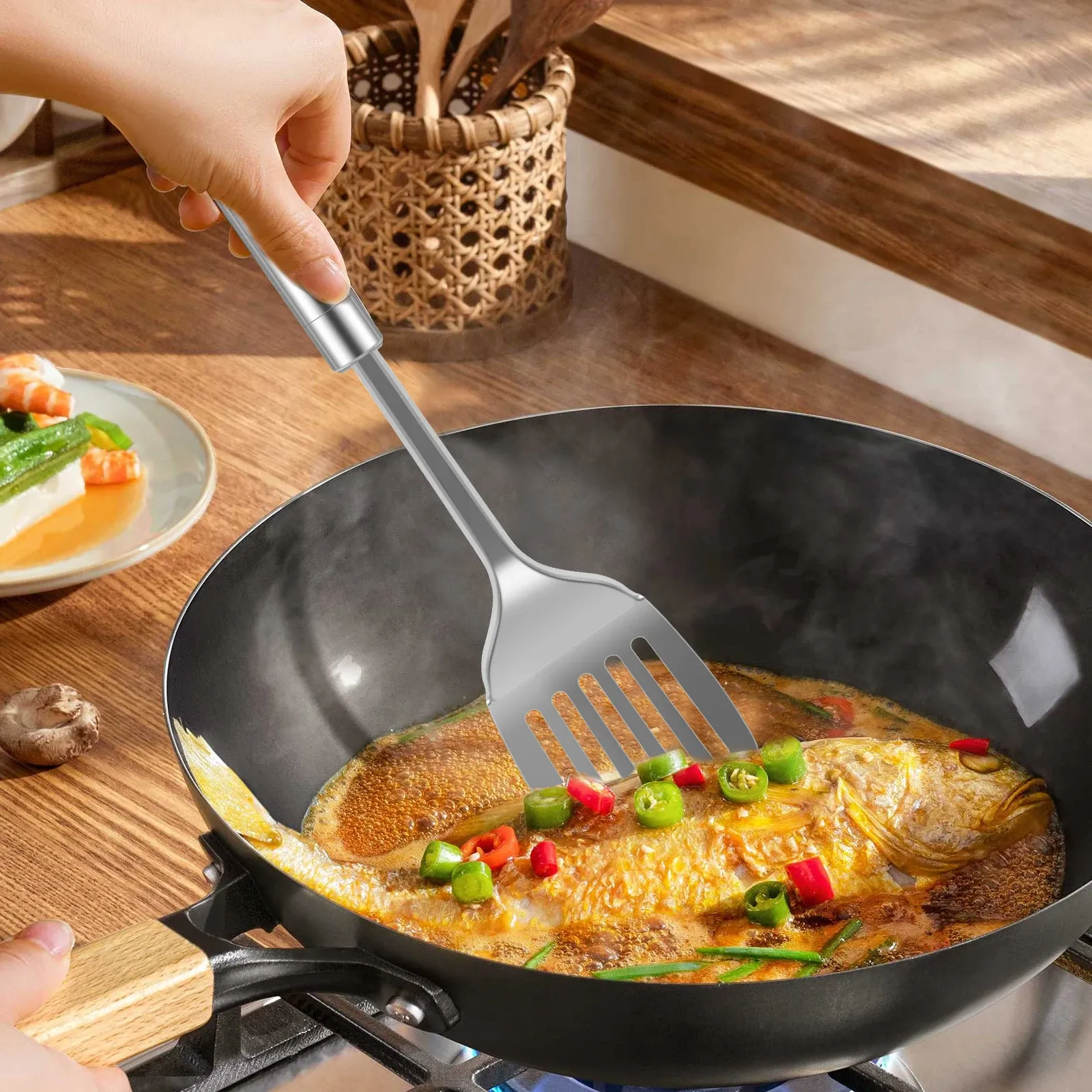 Ensemble d'ustensiles de cuisine en acier inoxydable, comprenant pelle, cuillère à soupe et spatule, 5 à 10 pièces 3