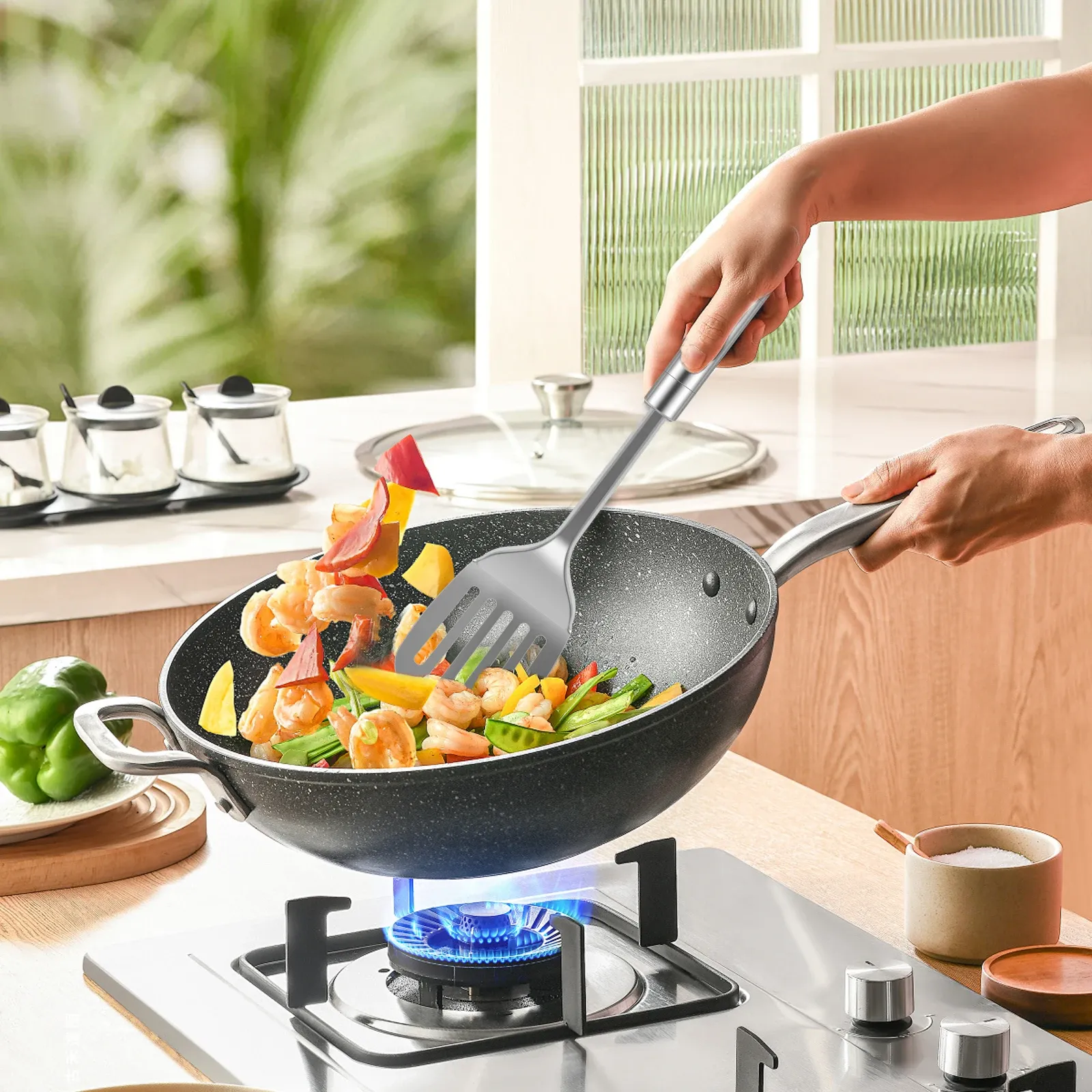 Ensemble d'ustensiles de cuisine en acier inoxydable, comprenant pelle, cuillère à soupe et spatule, 5 à 10 pièces 2