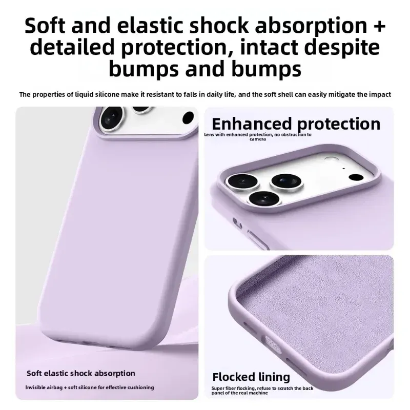 Coque de protection souple en silicone liquide magnétique compatible MagSafe, coloris uni, pour iPhone 17 Pro Max, 16, 15, 13, 17 Air 3