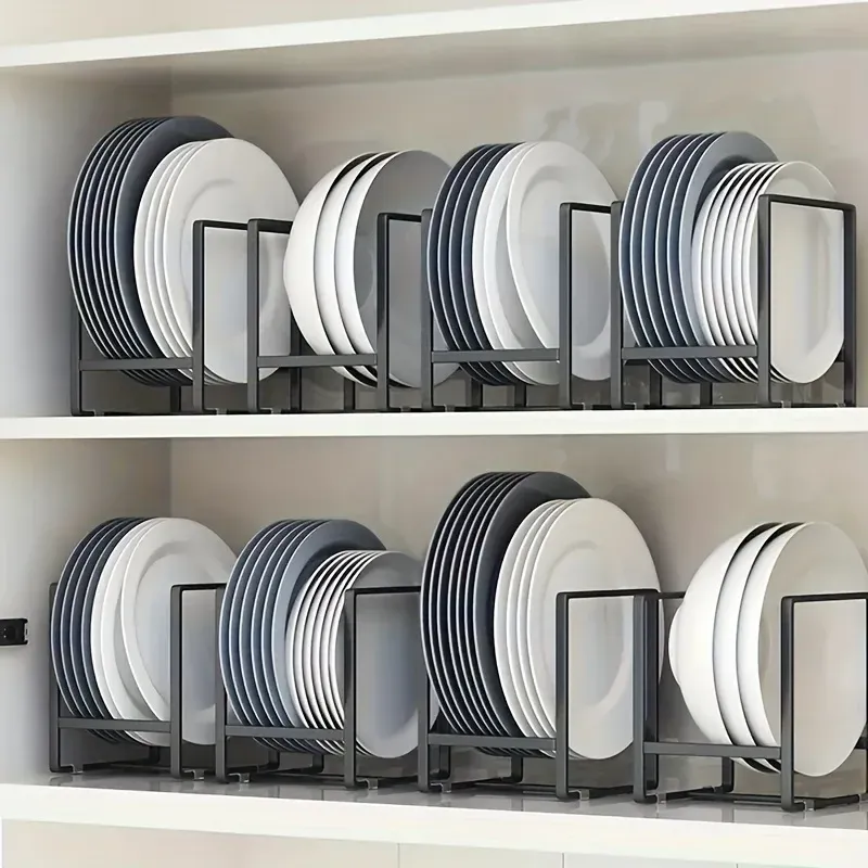 Porte-vaisselle vertical en acier inoxydable, compact, pour assiettes, planches à découper et couvercles de casseroles, organisateur de cuisine en métal 1