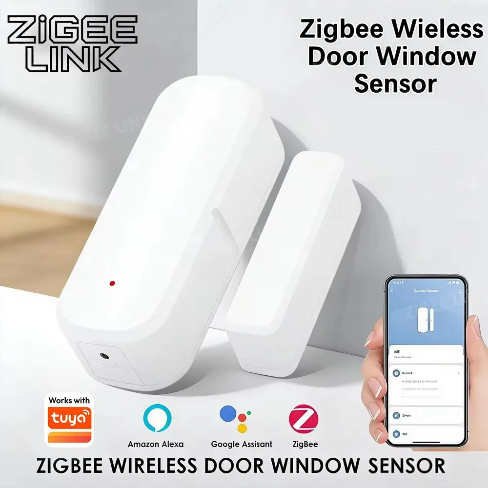 Capteur de porte ZigBee à contact magnétique pour maison intelligente, compatible Tuya, Alexa et Google Home