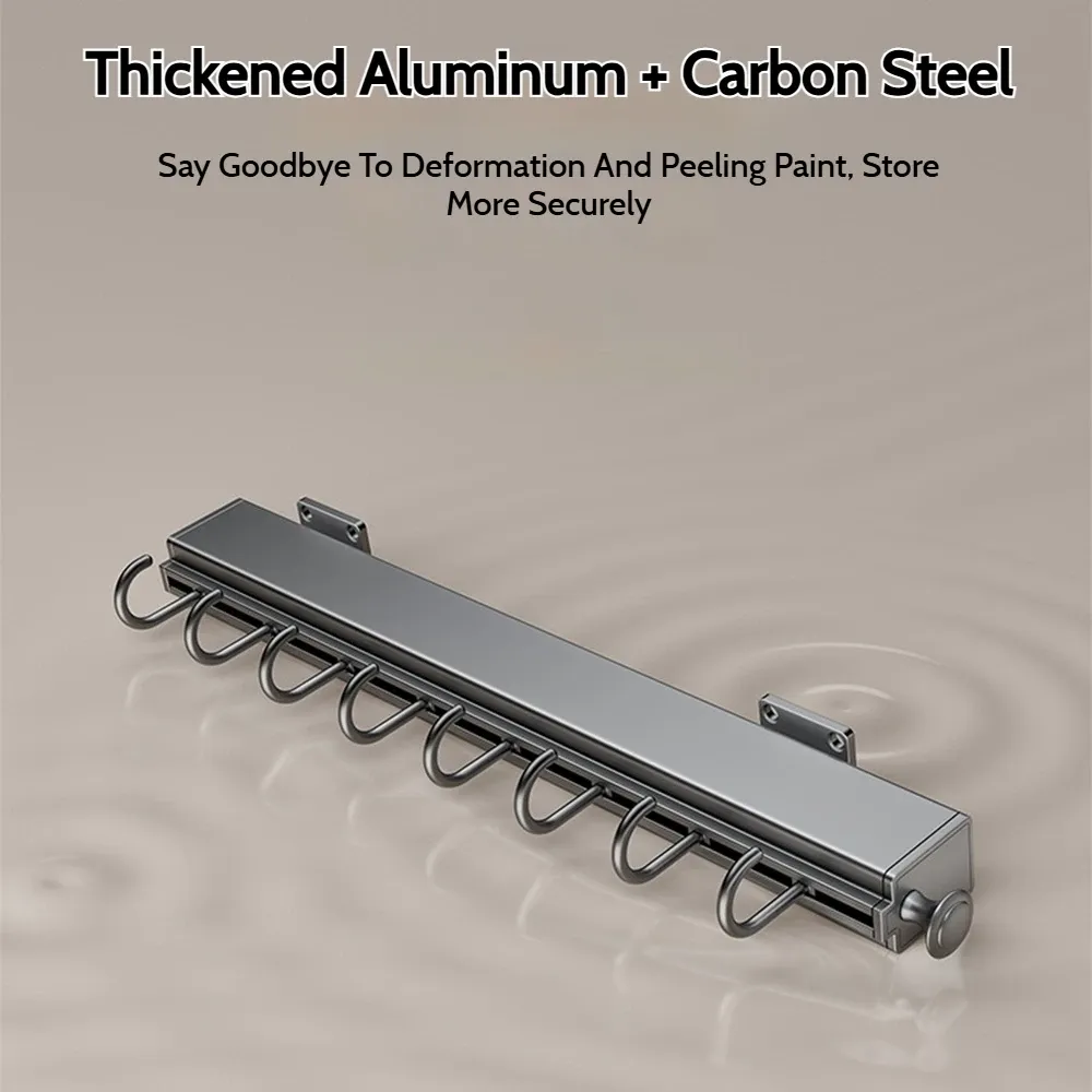 Barre de penderie rétractable en alliage d'aluminium pour armoire, gain de place 4