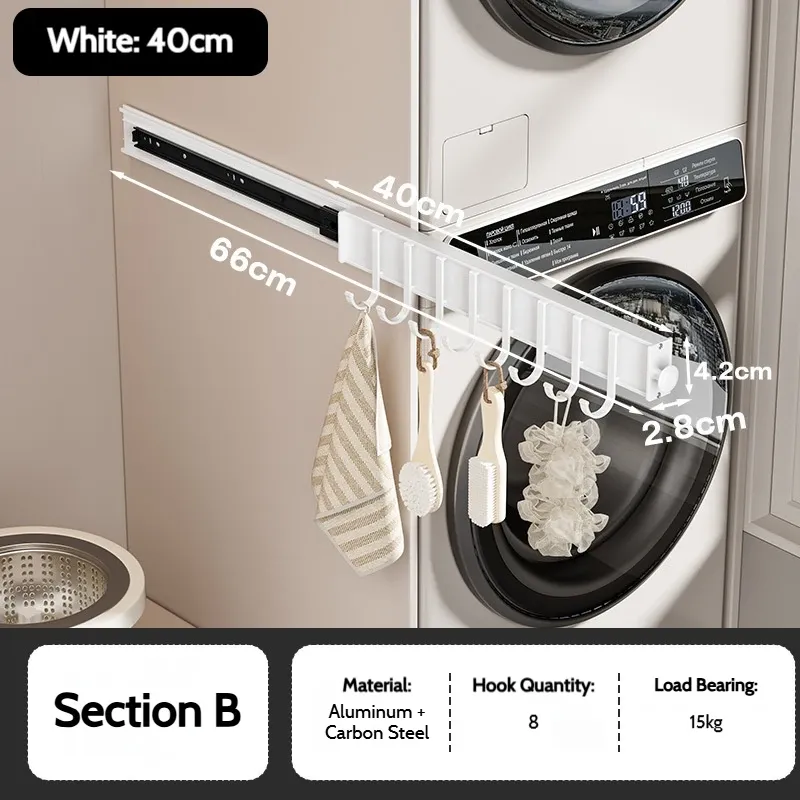 Barre de penderie rétractable en alliage d'aluminium pour armoire, gain de place 24