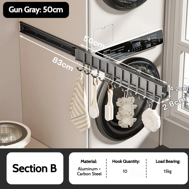 Barre de penderie rétractable en alliage d'aluminium pour armoire, gain de place 25