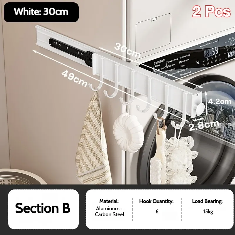 Barre de penderie rétractable en alliage d'aluminium pour armoire, gain de place 8