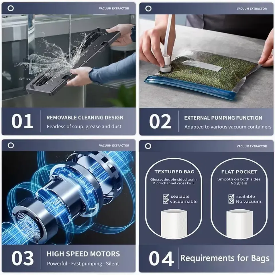 Machine sous vide électrique pour aliments avec commandes tactiles, compatible sec et humide, coupe-sac intégré 5