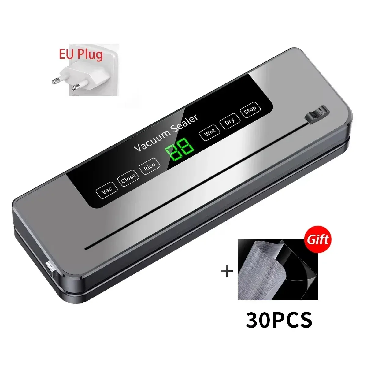 Machine sous vide électrique pour aliments avec commandes tactiles, compatible sec et humide, coupe-sac intégré 11