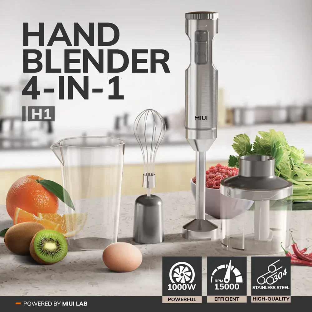Mixeur plongeant 4-en-1 en acier inoxydable