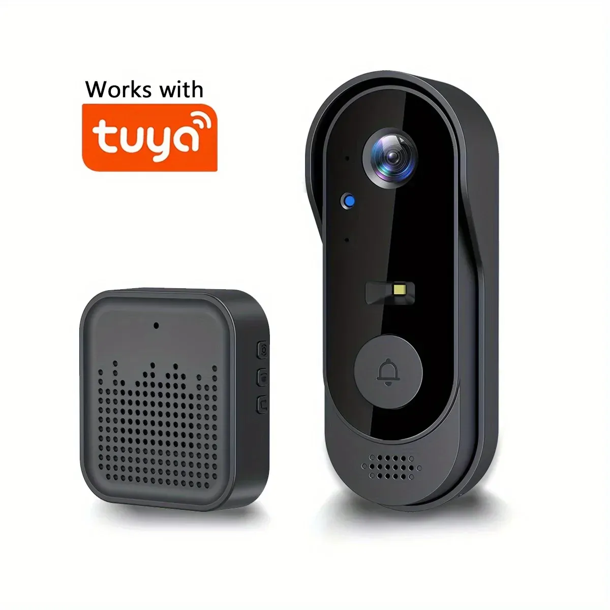 Sonnette vidéo intelligente Tuya Wi-Fi HD 1080P avec interphone bidirectionnel, étanche, compatible carte SD et stockage cloud 8