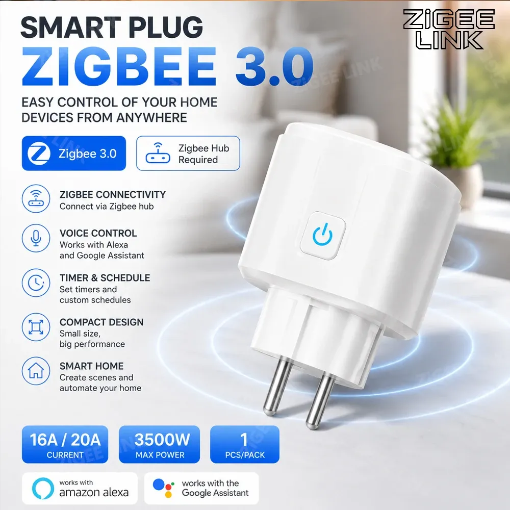 Prise intelligente Wi-Fi Zigbee 3.0 au design compact