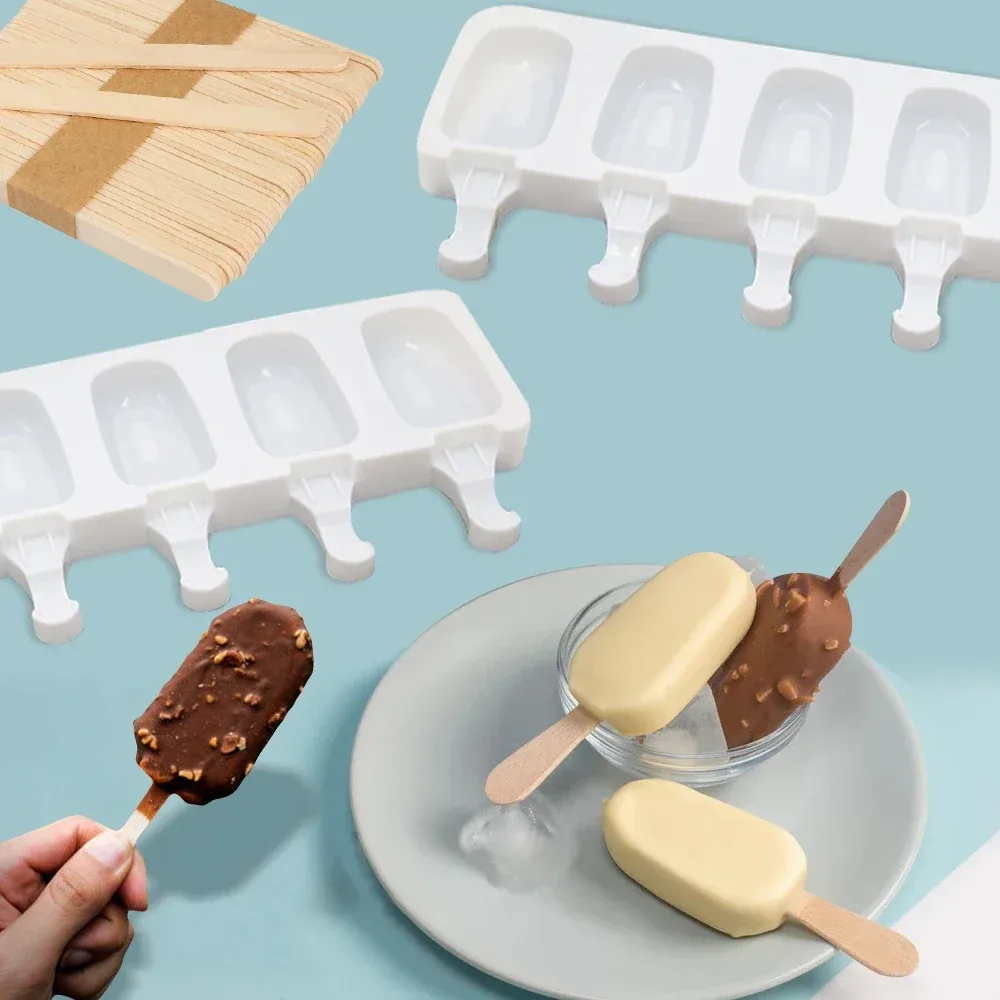 Moule à glace en silicone 8 cavités, moule Magnum en silicone, moule à glaçons DIY pour jus de fruits, plateau à glaçons, moule à bâtonnets glacés, accessoire de pâtisserie 4