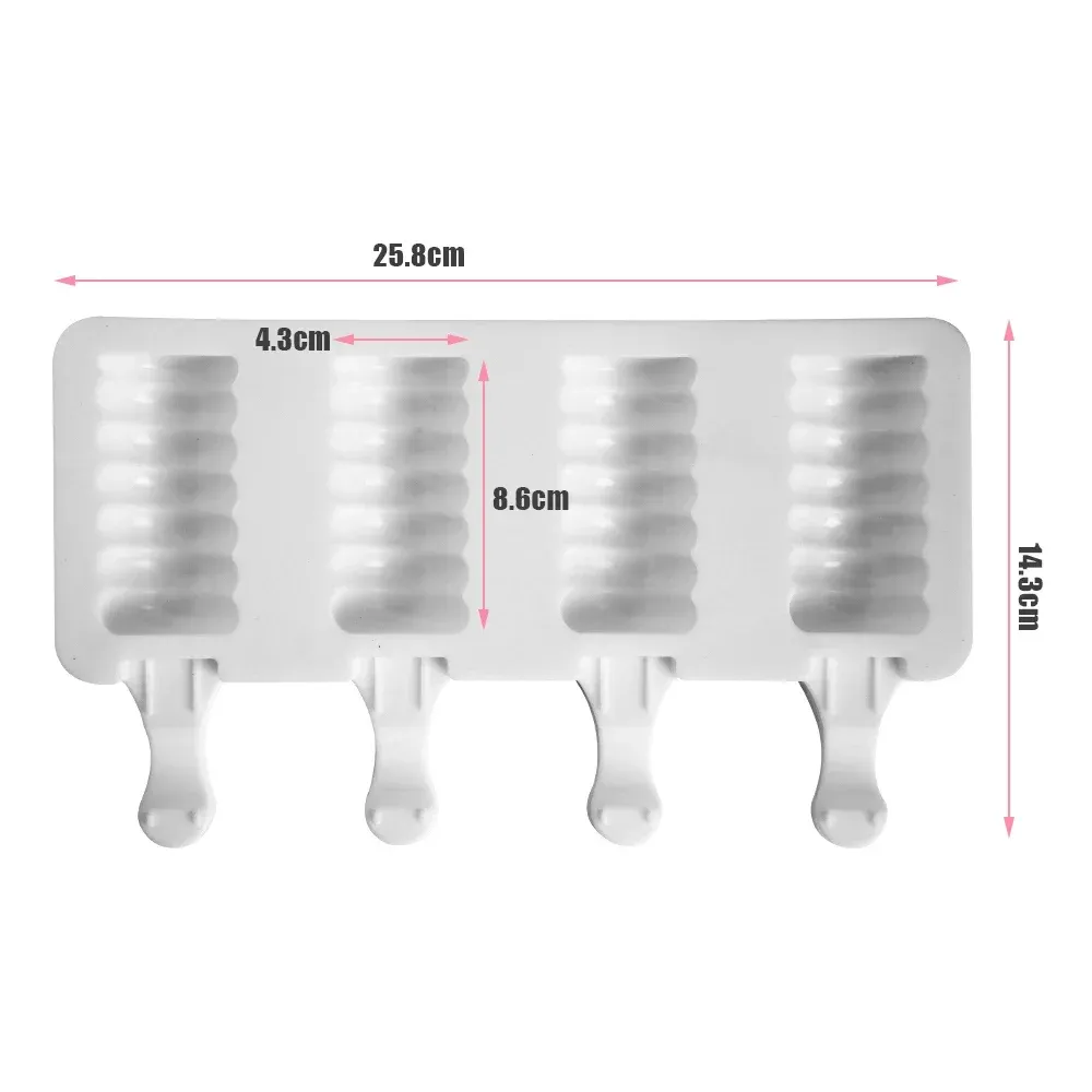 Moule à glace en silicone 8 cavités, moule Magnum en silicone, moule à glaçons DIY pour jus de fruits, plateau à glaçons, moule à bâtonnets glacés, accessoire de pâtisserie 9