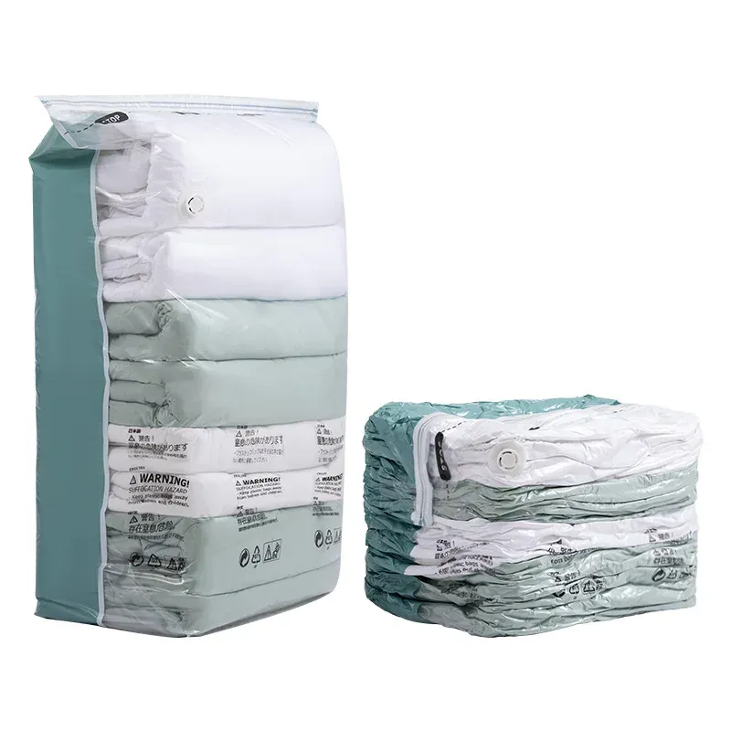 Sac de compression sous vide sans pompe, sac de rangement pour vêtements et couette, sac de voyage tridimensionnel de grande capacité, emballage neutre 6