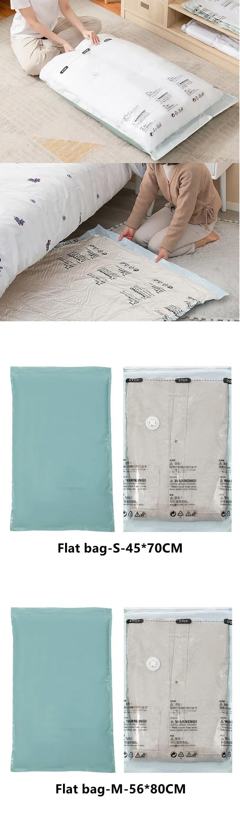 Sac de compression sous vide en situation de rangement