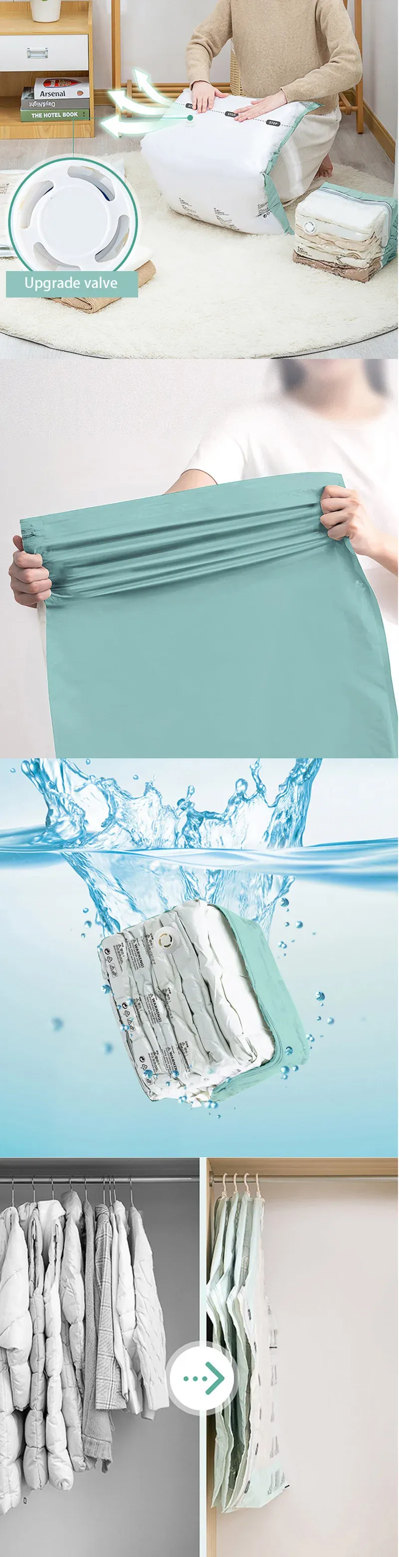 Sac de rangement sous vide rempli de vêtements