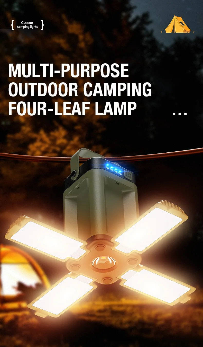 Lampe de camping portable LED vue de face