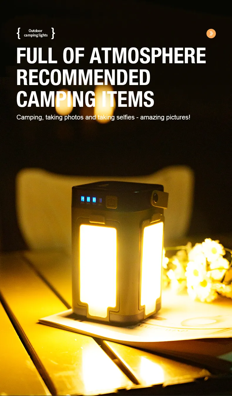 Lampe de camping LED dans une tente