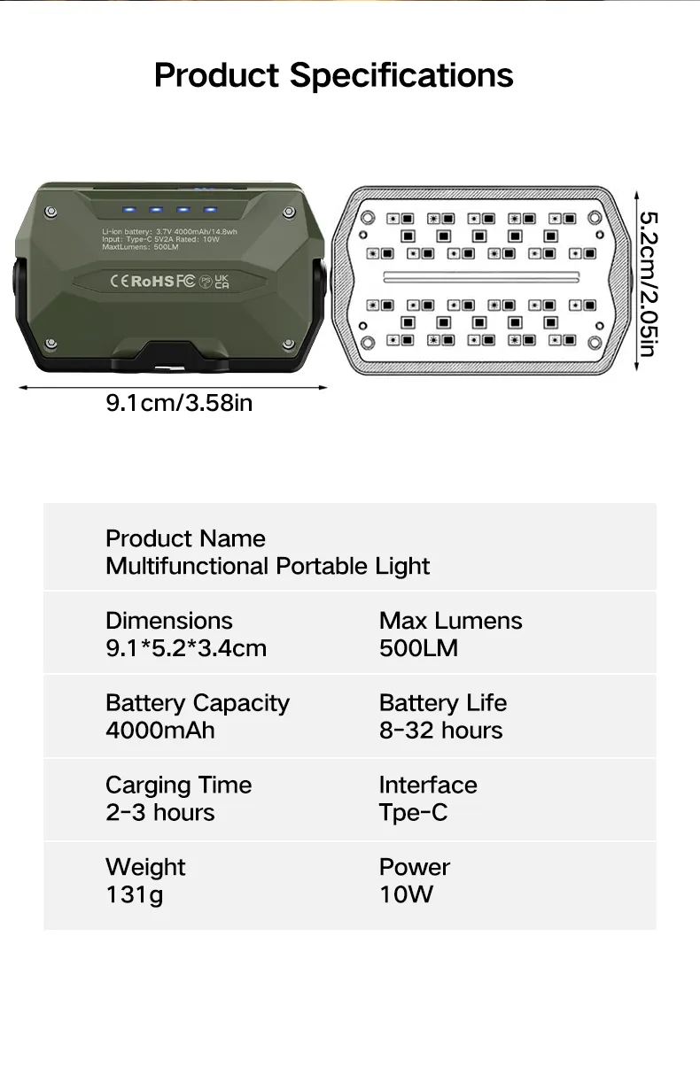 Lampe de camping LED, finition soignée