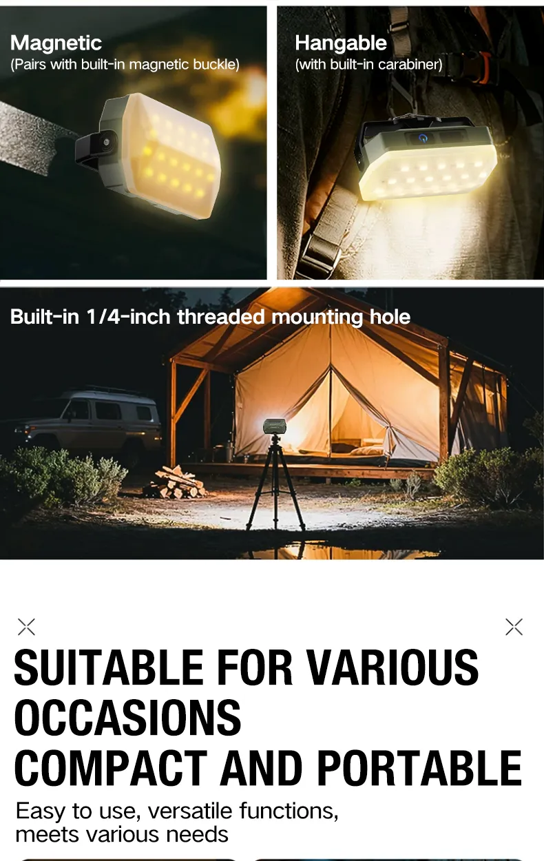 Lampe de camping LED, fixation magnétique
