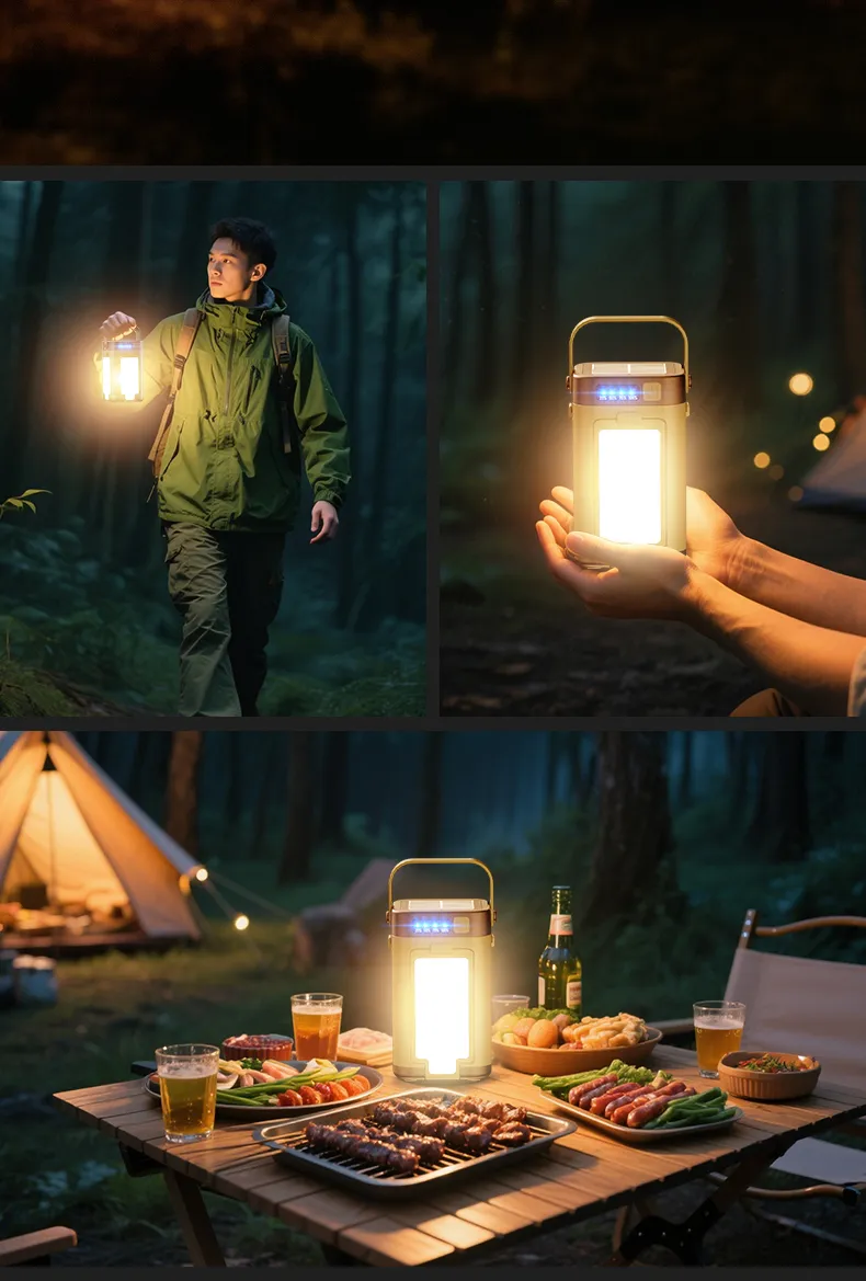 Lampe de camping portable LED sous différents angles