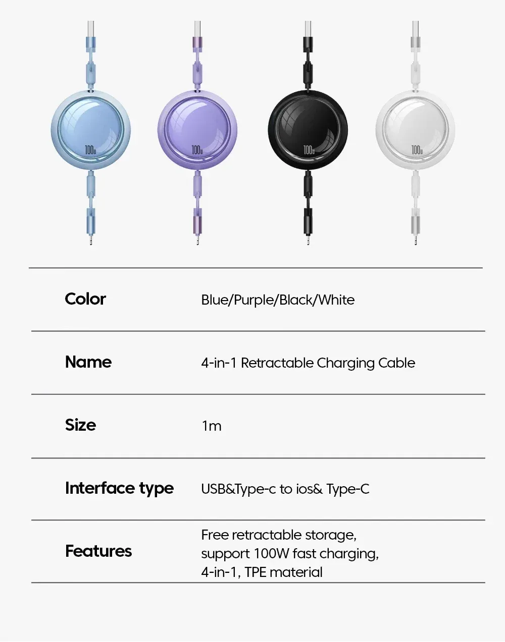 Câble USB Type-C rétractable, confort