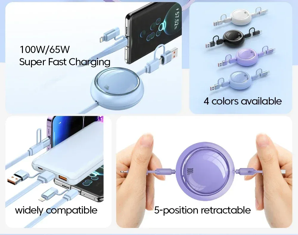 Câble USB Type-C rétractable, détail