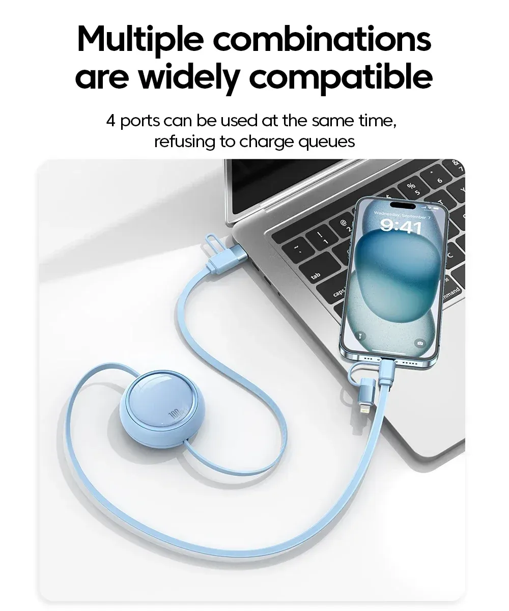 Câble USB Type-C rétractable, mobilité