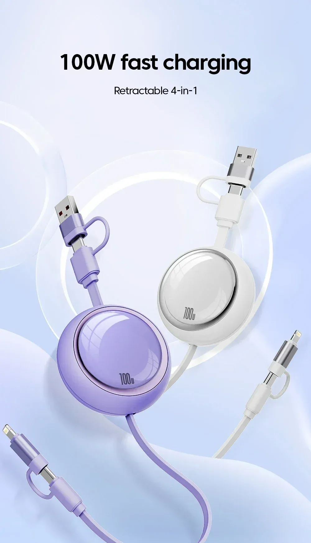 Câble USB Type-C rétractable, vue d'ensemble