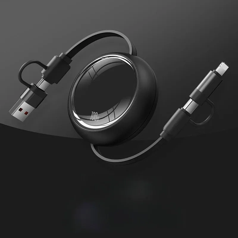 Câble USB Type-C rétractable 100 W, câble de charge rapide USB-A vers USB-C, câble de données pour smartphone iPhone, Samsung et Xiaomi 9