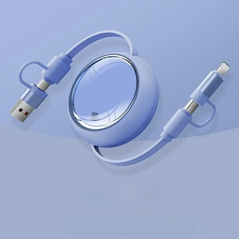 Câble USB Type-C rétractable 100 W, câble de charge rapide USB-A vers USB-C, câble de données pour smartphone iPhone, Samsung et Xiaomi 8