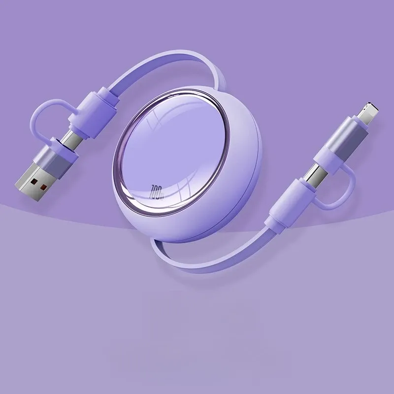 Câble USB Type-C rétractable 100 W, câble de charge rapide USB-A vers USB-C, câble de données pour smartphone iPhone, Samsung et Xiaomi 10