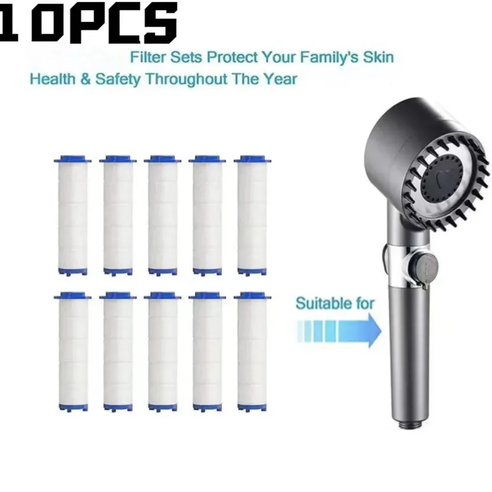 Lot de 10 filtres de rechange pour pommeau de douche, filtration de l'eau pour éliminer le chlore, le fluorure et le calcaire 1
