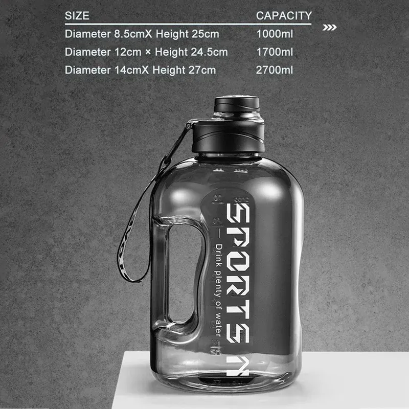 Gourde de grande capacité de 2 litres, bouteille d'eau de sport pour le camping et les voyages, sans BPA 6