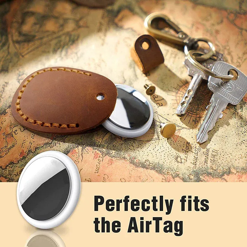 Porte-clés AirTag en cuir, vue de profil