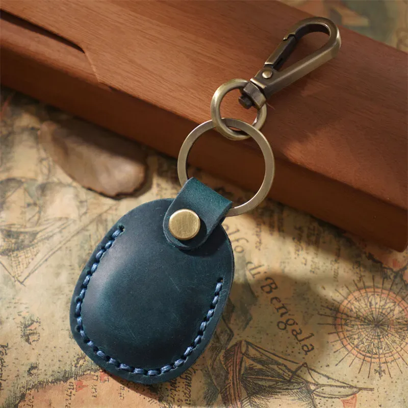 Porte-clés en cuir pour AirTag, étui de protection avec anti-perte, accessoire de localisation rétro, haute qualité 13