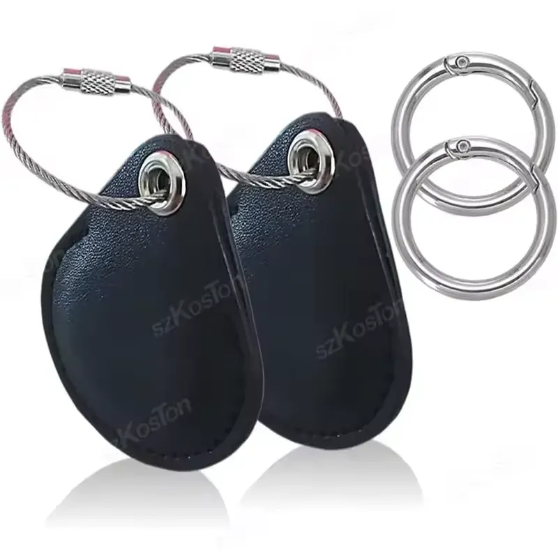 Porte-clés en cuir pour AirTag, étui de protection avec anti-perte, accessoire de localisation rétro, haute qualité 7