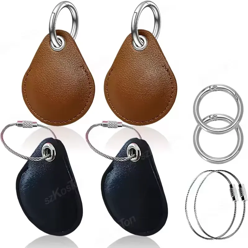 Porte-clés en cuir pour AirTag, étui de protection avec anti-perte, accessoire de localisation rétro, haute qualité 14