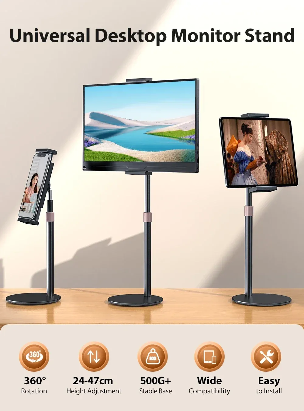 Support de moniteur sous différents angles