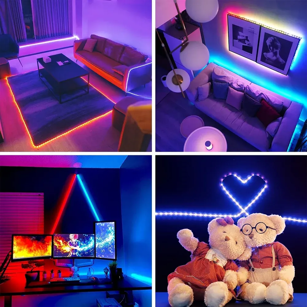 Bande Lumineuse LED Bluetooth RVB à 16 LED, Contrôle IR et par Application, USB, 5050, pour Chambre, Meuble TV et Salon 6