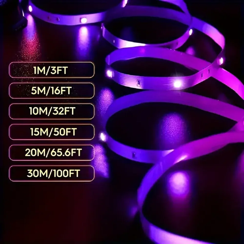 Bande lumineuse Bluetooth installée derrière un meuble TV