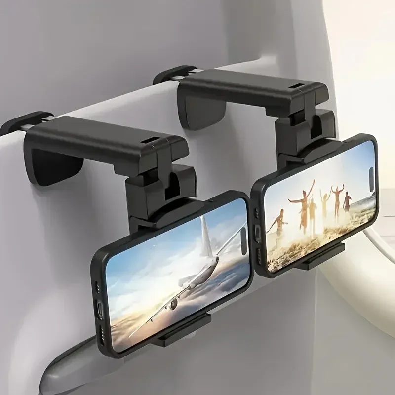 Support de téléphone pour avion pliable et rotatif, pour bureau, selfie et diffusion en direct, avec pince pour siège de train 1