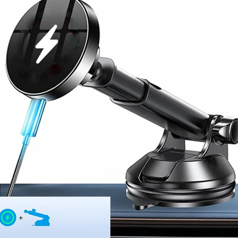 UYUXIO Support magnétique sans fil pour voiture avec chargeur 15W, compatible iPhone 16, 15, 14 Pro Max et 12 7