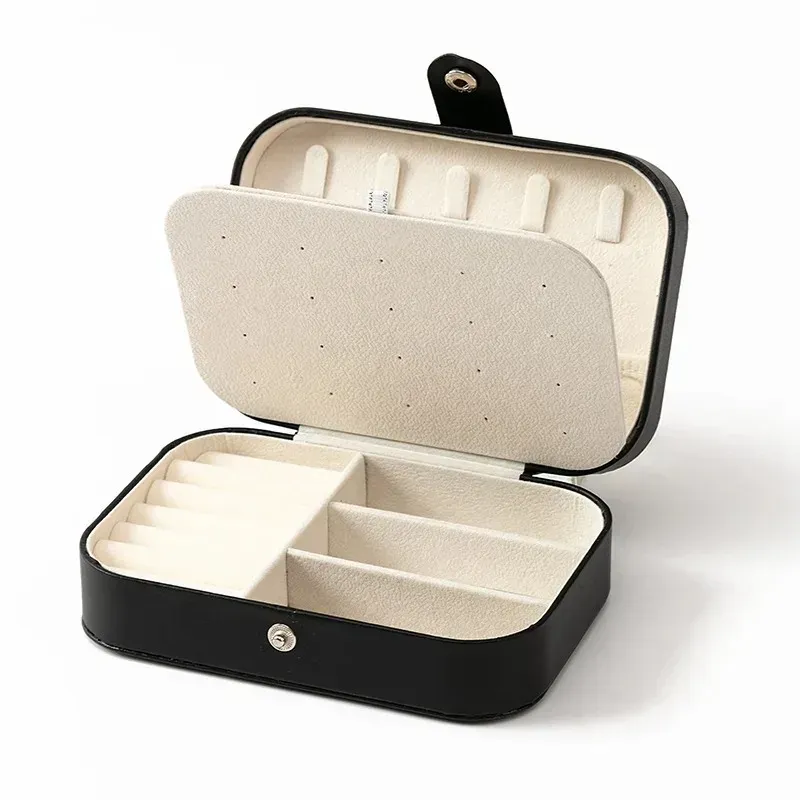 Boîte à bijoux de voyage mini en cuir PU, doublure en velours, rangement pour bagues, boucles d'oreilles et colliers 4