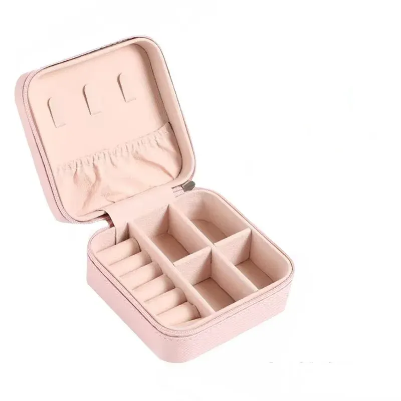 Boîte à bijoux de voyage mini en cuir PU, doublure en velours, rangement pour bagues, boucles d'oreilles et colliers 7