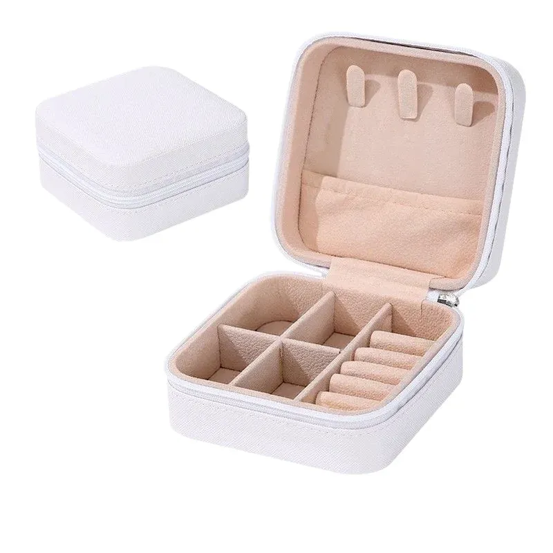 Boîte à bijoux de voyage mini en cuir PU, doublure en velours, rangement pour bagues, boucles d'oreilles et colliers 8