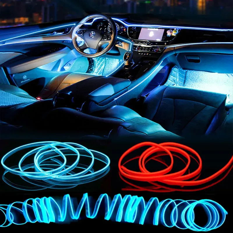 Bandeau LED décoratif pour habitacle, éclairage d'ambiance à lumière froide pour console de tableau de bord, 1 m à 5 m