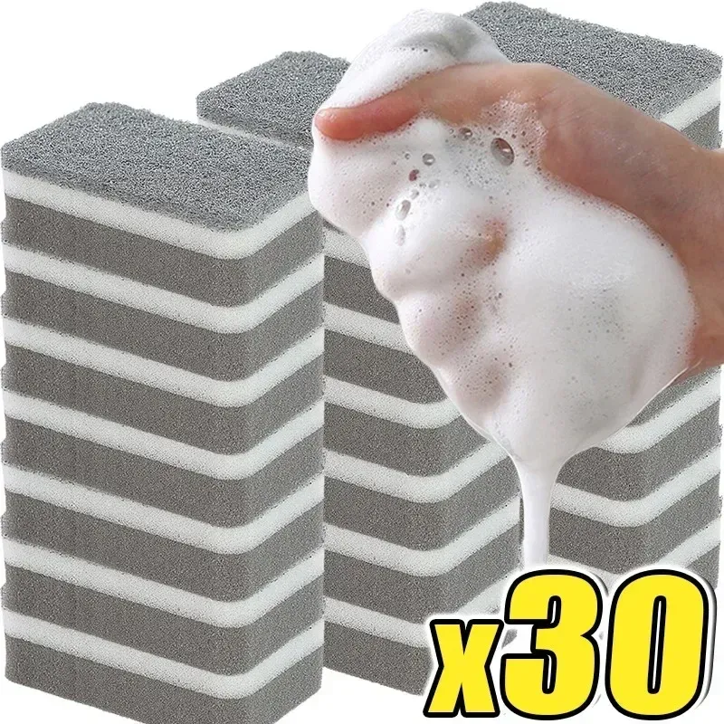 Éponges magiques réutilisables à trois couches pour casseroles et vaisselle, tampons à récurer, éponge de cuisine, lingettes et brosse de nettoyage - Image 1